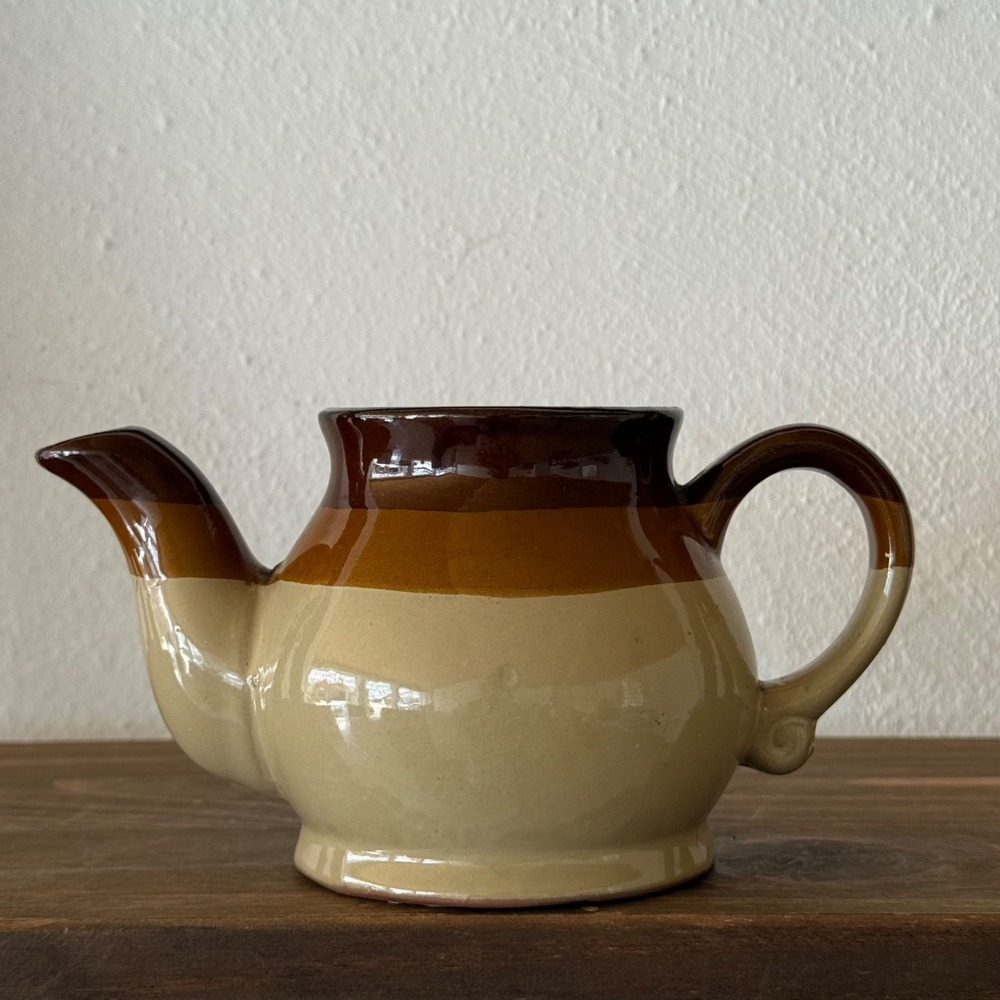 Brown Beige Stoneware‎ Creamer Pitcher Farmhouse Decor Made In Taiwan